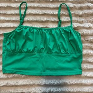 H&M Green Ruched Crop Tank Top